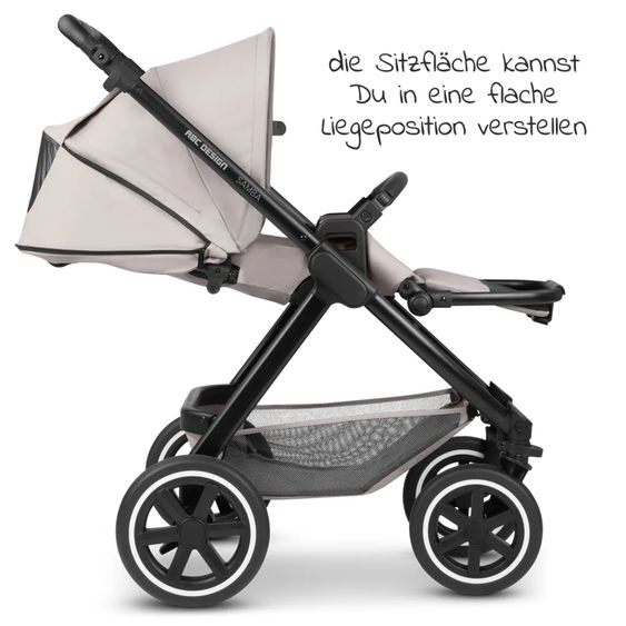 ABC Design 3in1 Kinderwagen-Set Samba - inkl. Babywanne, Autositz Tulip, Sportsitz und XXL Zubehörpaket - Powder