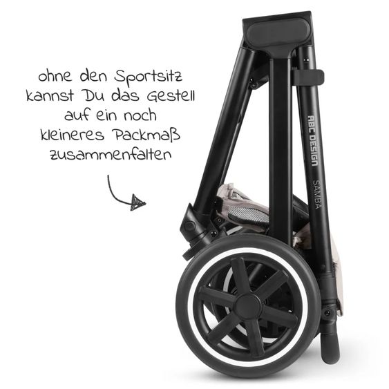 ABC Design 3in1 Kinderwagen-Set Samba - inkl. Babywanne, Autositz Tulip, Sportsitz und XXL Zubehörpaket - Powder
