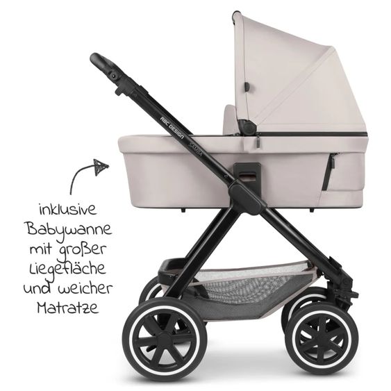 ABC Design 3in1 Kinderwagen-Set Samba - inkl. Babywanne, Autositz Tulip, Sportsitz und XXL Zubehörpaket - Powder