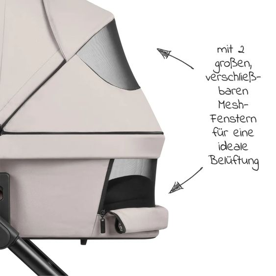 ABC Design 3in1 Kinderwagen-Set Samba - inkl. Babywanne, Autositz Tulip, Sportsitz und XXL Zubehörpaket - Powder