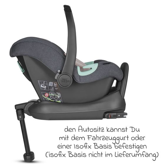 ABC Design Set passeggino Samba 3in1 - include navicella, seggiolino Tulip, seggiolino sportivo e pacchetto accessori XXL - Pure Edition - Berry