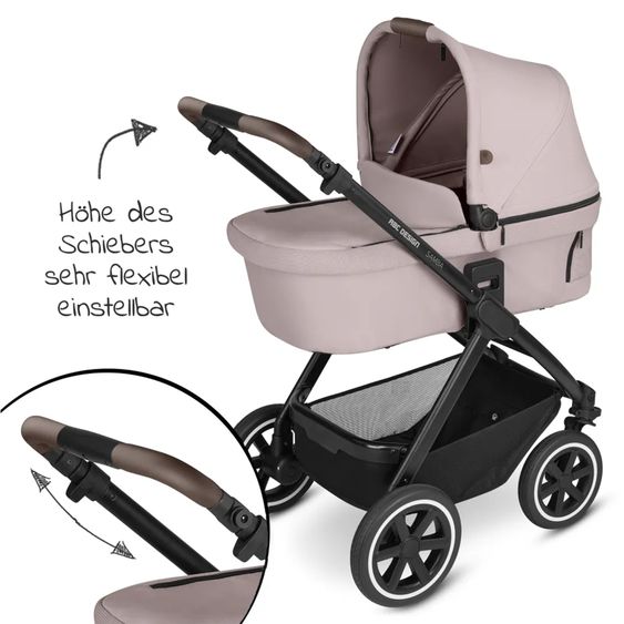 ABC Design Set passeggino Samba 3in1 - include navicella, seggiolino Tulip, seggiolino sportivo e pacchetto accessori XXL - Pure Edition - Berry