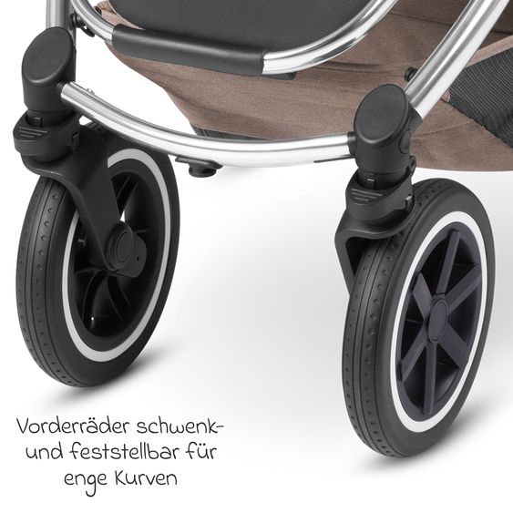 ABC Design 3in1 Kinderwagen-Set Samba - inkl. Babywanne, Autositz Tulip, Sportsitz und XXL Zubehörpaket - Pure Edition - Grain