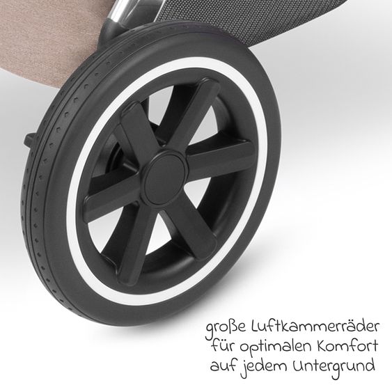 ABC Design 3in1 Kinderwagen-Set Samba - inkl. Babywanne, Autositz Tulip, Sportsitz und XXL Zubehörpaket - Pure Edition - Grain