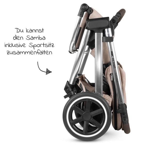 ABC Design 3in1 Kinderwagen-Set Samba - inkl. Babywanne, Autositz Tulip, Sportsitz und XXL Zubehörpaket - Pure Edition - Grain