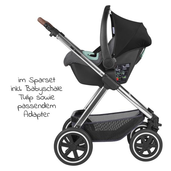 ABC Design 3in1 Kinderwagen-Set Samba - inkl. Babywanne, Autositz Tulip, Sportsitz und Zubehörpaket - Diamond Edition - Asphalt