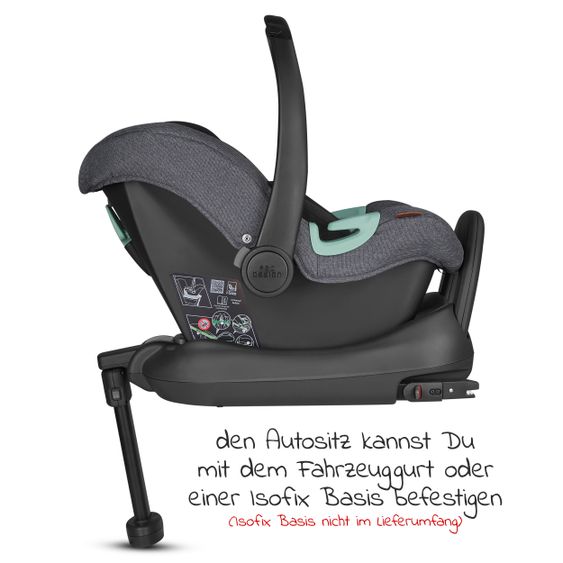 ABC Design 3in1 Kinderwagen-Set Samba - inkl. Babywanne, Autositz Tulip, Sportsitz und Zubehörpaket - Diamond Edition - Asphalt