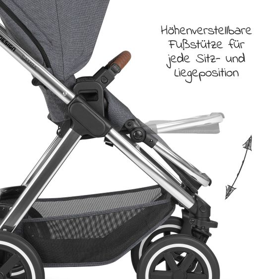 ABC Design 3in1 Kinderwagen-Set Samba - inkl. Babywanne, Autositz Tulip, Sportsitz und Zubehörpaket - Diamond Edition - Asphalt