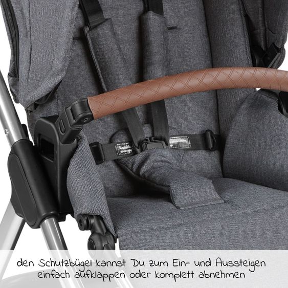 ABC Design 3in1 Kinderwagen-Set Samba - inkl. Babywanne, Autositz Tulip, Sportsitz und Zubehörpaket - Diamond Edition - Asphalt