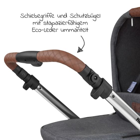 ABC Design 3in1 Kinderwagen-Set Samba - inkl. Babywanne, Autositz Tulip, Sportsitz und Zubehörpaket - Diamond Edition - Asphalt