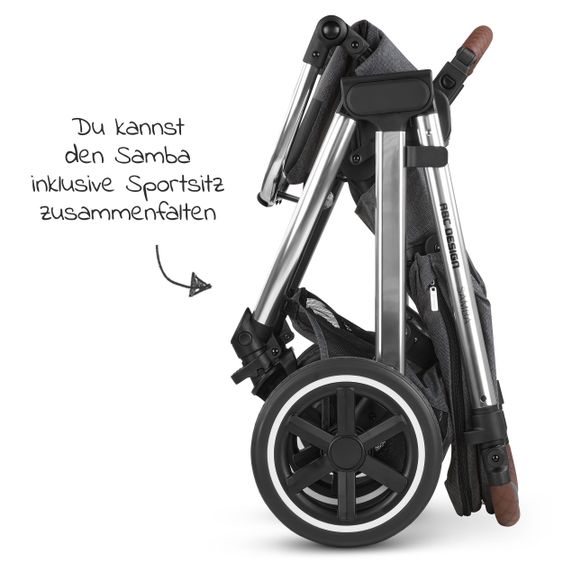 ABC Design 3in1 Kinderwagen-Set Samba - inkl. Babywanne, Autositz Tulip, Sportsitz und Zubehörpaket - Diamond Edition - Asphalt