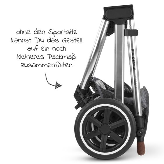 ABC Design 3in1 Kinderwagen-Set Samba - inkl. Babywanne, Autositz Tulip, Sportsitz und Zubehörpaket - Diamond Edition - Asphalt
