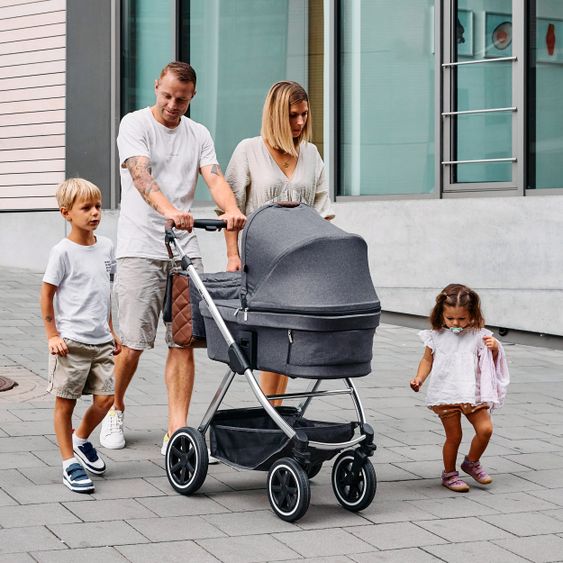 ABC Design 3in1 Kinderwagen-Set Samba - inkl. Babywanne, Autositz Tulip, Sportsitz und Zubehörpaket - Diamond Edition - Asphalt