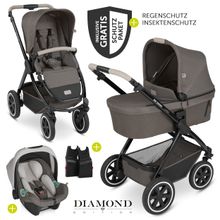3in1 Kinderwagen-Set Samba - inkl. Babywanne, Autositz Tulip, Sportsitz und Zubehörpaket - Diamond Edition - Herb
