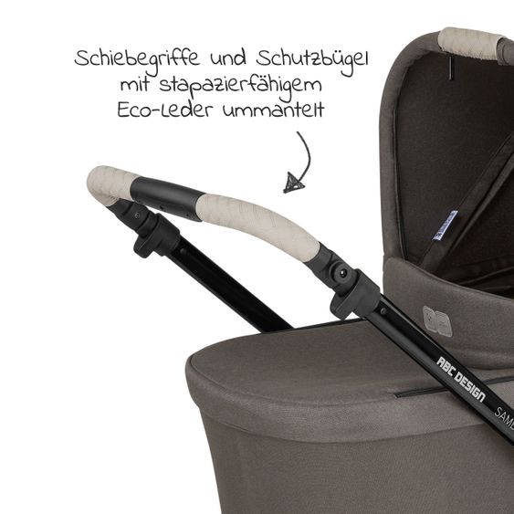 ABC Design 3in1 Kinderwagen-Set Samba - inkl. Babywanne, Autositz Tulip, Sportsitz und Zubehörpaket - Diamond Edition - Herb