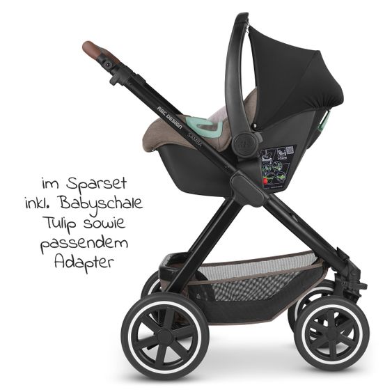 ABC Design 3in1 Kinderwagen-Set Samba - inkl. Babywanne, Autositz Tulip, Sportsitz und Zubehörpaket - Pure Edition - Nature