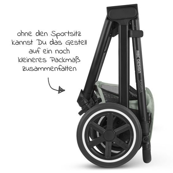 ABC Design 3in1 Kinderwagen-Set Samba inkl. Babywanne, Babyschale Tulip Graphite, Sportsitz & XXL Zubehörpaket - Pine