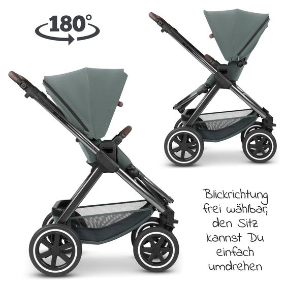 ABC Design 3in1 Kinderwagen-Set Samba inkl. Babywanne, Babyschale Tulip, Sportsitz & XXL Zubehörpaket - Aloe