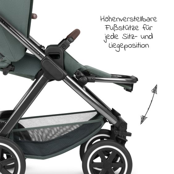 ABC Design 3in1 Kinderwagen-Set Samba inkl. Babywanne, Babyschale Tulip, Sportsitz & XXL Zubehörpaket - Aloe