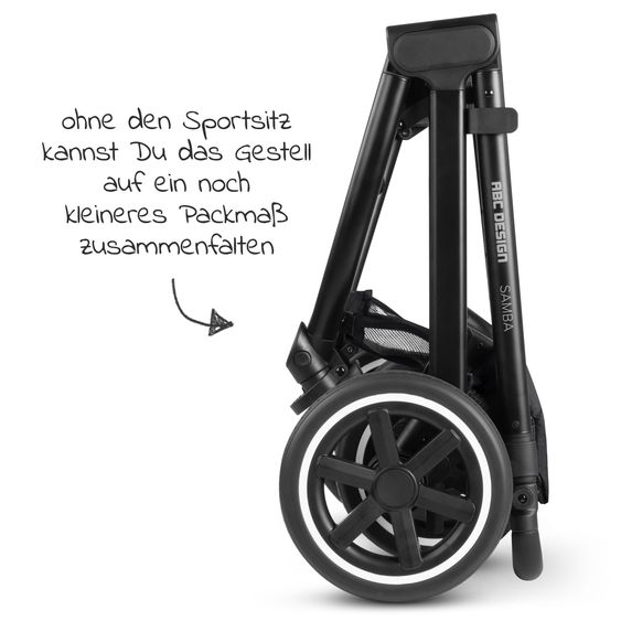 ABC Design 3in1 Kinderwagen-Set Samba inkl. Babywanne, Babyschale Tulip, Sportsitz & XXL Zubehörpaket - Ink