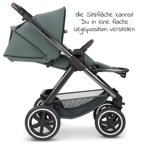ABC Design 3in1 Stroller Set Samba incl. Babywanne Coal, Infant Car Seat Tulip Bubble, Sports Seat & XXL Accessory Package - Aloe