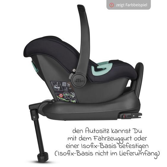 ABC Design 3in1 Stroller Set Samba incl. Babywanne Coal, Infant Car Seat Tulip Bubble, Sports Seat & XXL Accessory Package - Pine