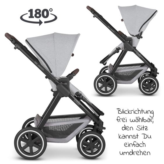 ABC Design 3in1 Kinderwagen-Set Samba - inkl. Babywanne, Sportsitz, Babyschale Tulip und Adapter - Fashion Edition - Mineral