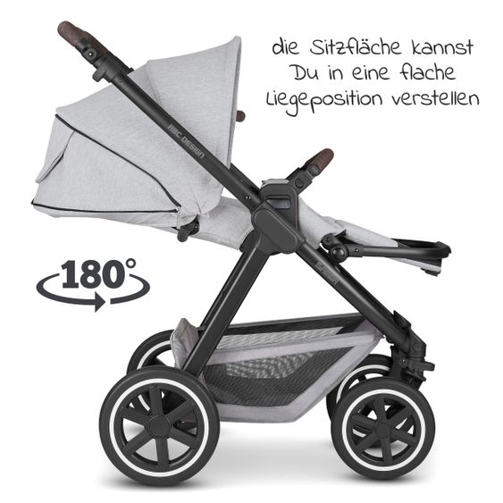 ABC Design 3in1 Kinderwagen-Set Samba - inkl. Babywanne, Sportsitz, Babyschale Tulip und Adapter - Fashion Edition - Mineral