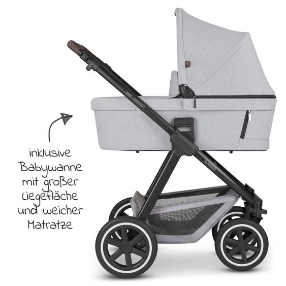 ABC Design 3in1 Kinderwagen-Set Samba - inkl. Babywanne, Sportsitz, Babyschale Tulip und Adapter - Fashion Edition - Mineral