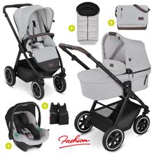 3in1 Kinderwagen-Set Samba - inkl. Babywanne, Tulip, Sportsitz, Wickeltasche & Fußsack - Fashion Edition - Mineral