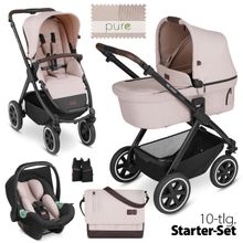 3in1 Kinderwagen-Set Samba Starter Set inkl. Autositz Tulip und XXL Zubehörpaket - Pure Edition - Berry