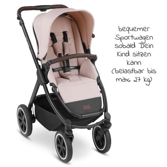 ABC Design 3in1 Kinderwagen-Set Samba Starter Set inkl. Autositz Tulip und XXL Zubehörpaket - Pure Edition - Berry