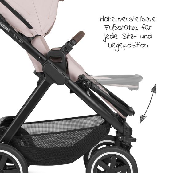 ABC Design 3in1 Kinderwagen-Set Samba Starter Set inkl. Autositz Tulip und XXL Zubehörpaket - Pure Edition - Berry