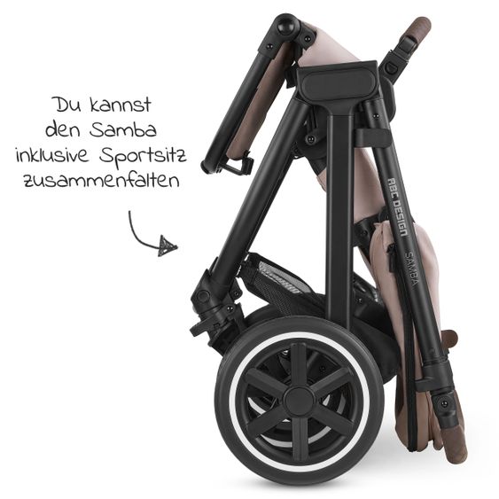 ABC Design 3in1 Kinderwagen-Set Samba Starter Set inkl. Autositz Tulip und XXL Zubehörpaket - Pure Edition - Berry