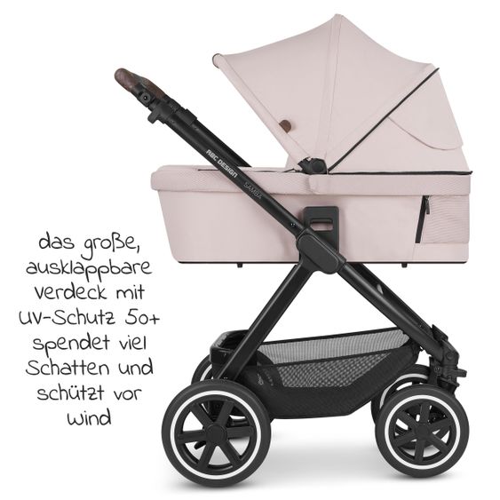 ABC Design 3in1 Kinderwagen-Set Samba Starter Set inkl. Autositz Tulip und XXL Zubehörpaket - Pure Edition - Berry