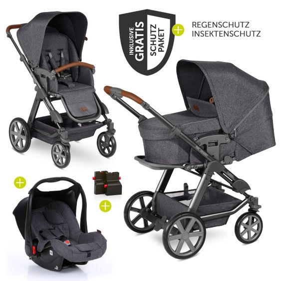 ABC Design 3in1 Kinderwagen-Set Turbo 4 - inkl. Babyschale Hazel & XXL Zubehörpaket - Street