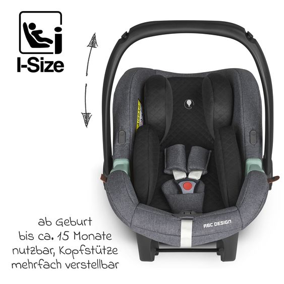 ABC Design 3in1 Kinderwagen-Set Vicon 4 Air - inkl. Babywanne, Autositz Tulip, Sportsitz und XXL Zubehörpaket - Asphalt