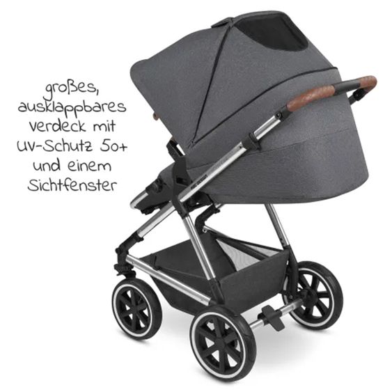 ABC Design 3in1 Kinderwagen-Set Vicon 4 Air - inkl. Babywanne, Autositz Tulip, Sportsitz und XXL Zubehörpaket - Asphalt