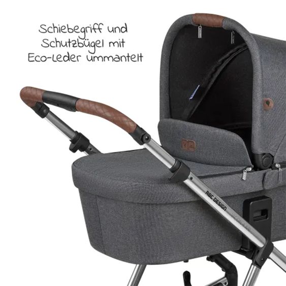 ABC Design 3in1 Kinderwagen-Set Vicon 4 Air - inkl. Babywanne, Autositz Tulip, Sportsitz und XXL Zubehörpaket - Asphalt