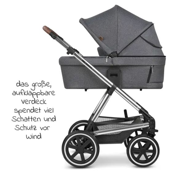 ABC Design 3in1 Kinderwagen-Set Vicon 4 Air - inkl. Babywanne, Autositz Tulip, Sportsitz und XXL Zubehörpaket - Asphalt