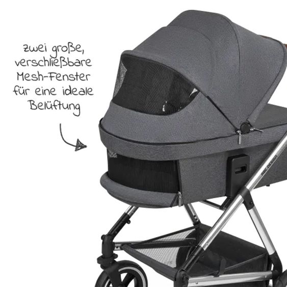 ABC Design 3in1 Kinderwagen-Set Vicon 4 Air - inkl. Babywanne, Autositz Tulip, Sportsitz und XXL Zubehörpaket - Asphalt