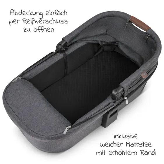 ABC Design 3in1 Kinderwagen-Set Vicon 4 Air - inkl. Babywanne, Autositz Tulip, Sportsitz und XXL Zubehörpaket - Asphalt