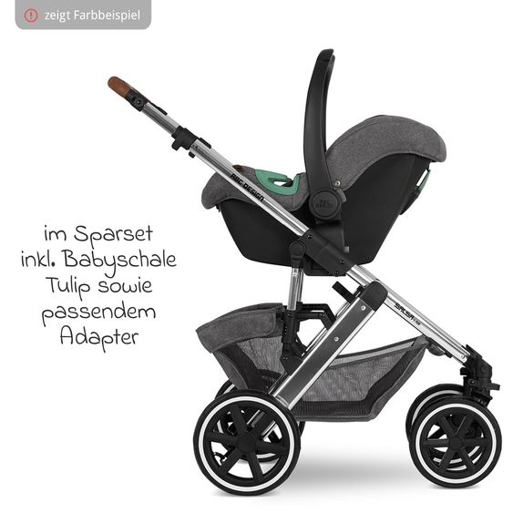 ABC Design 3in1 Kinderwagen-Set Vicon 4 Air - inkl. Babywanne, Autositz Tulip, Sportsitz und XXL Zubehörpaket - Asphalt