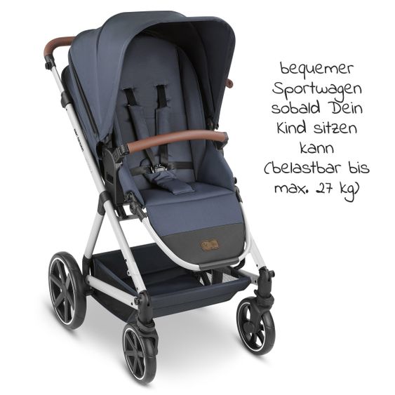 ABC Design Set passeggino 3in1 Vicon 4 - incluso navicella, seggiolino auto Tulip, seggiolino sportivo e pacchetto accessori - Classic Edition - Lago
