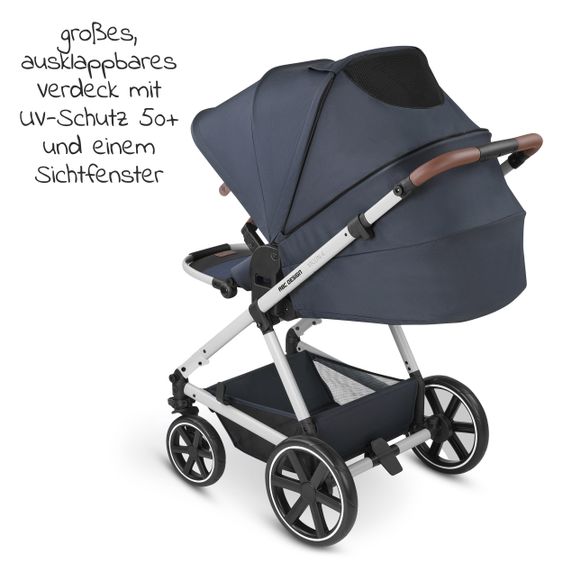 ABC Design Set passeggino 3in1 Vicon 4 - incluso navicella, seggiolino auto Tulip, seggiolino sportivo e pacchetto accessori - Classic Edition - Lago