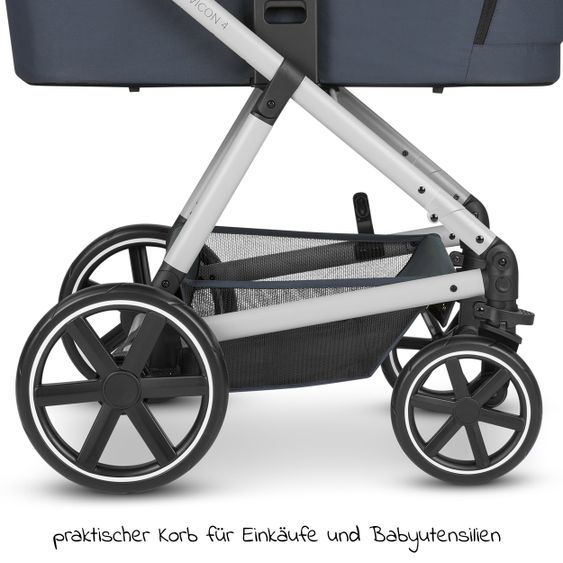 ABC Design Set passeggino 3in1 Vicon 4 - incluso navicella, seggiolino auto Tulip, seggiolino sportivo e pacchetto accessori - Classic Edition - Lago