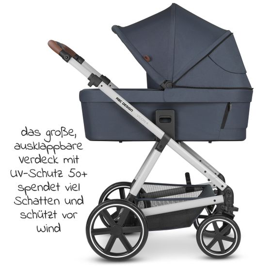 ABC Design Set passeggino 3in1 Vicon 4 - incluso navicella, seggiolino auto Tulip, seggiolino sportivo e pacchetto accessori - Classic Edition - Lago