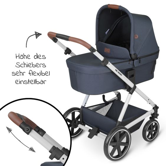 ABC Design Set passeggino 3in1 Vicon 4 - incluso navicella, seggiolino auto Tulip, seggiolino sportivo e pacchetto accessori - Classic Edition - Lago