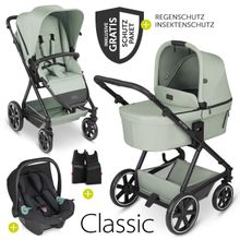 3in1 Kinderwagen-Set Vicon 4 - inkl. Babywanne, Autositz Tulip, Sportsitz und Zubehörpaket - Classic Edition - Pine