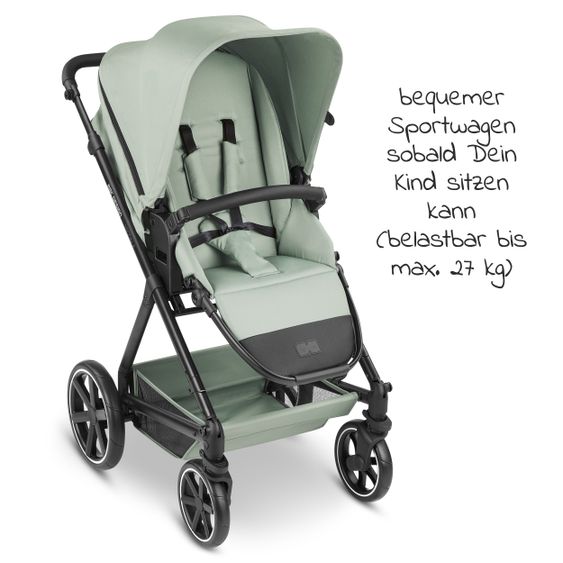 ABC Design 3in1 Kinderwagen-Set Vicon 4 - inkl. Babywanne, Autositz Tulip, Sportsitz und Zubehörpaket - Classic Edition - Pine